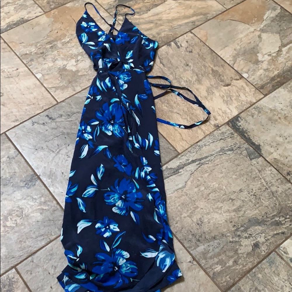 Blue flower long dress